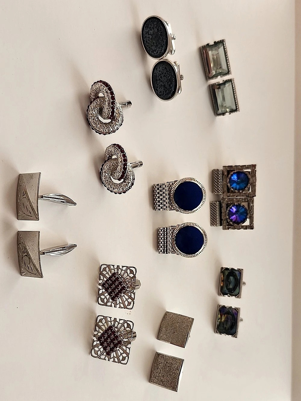 Vintage Assorted SWANK Silver Cuff Links